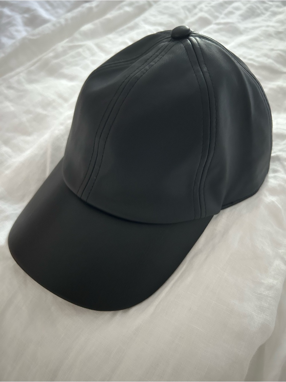 GAP Classic Black Faux Leather Baseball Cap